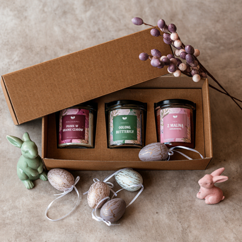 Zestaw upominkowy świeca + herbata + miód