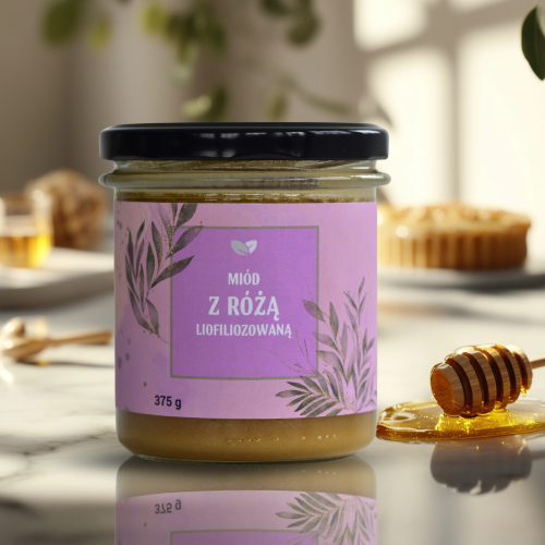miód kremowany z różą liofilizowaną