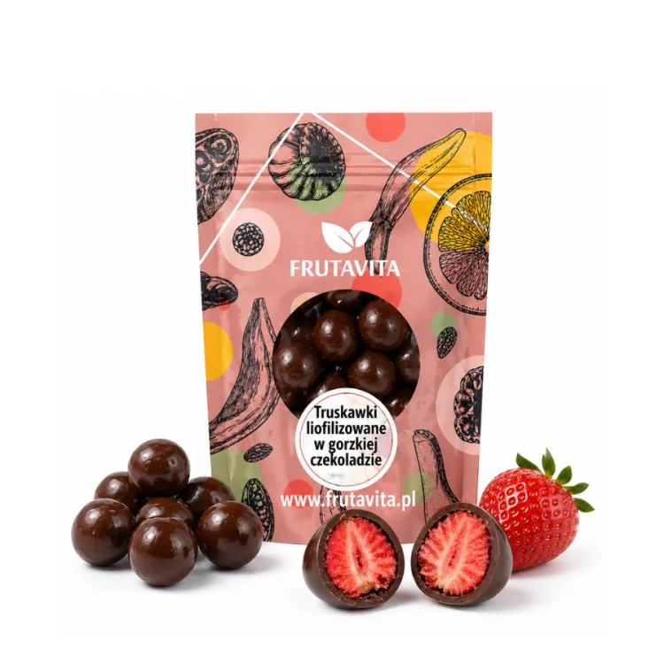 Truskawki liofilizowane w gorzkiej czekoladzie 150 g